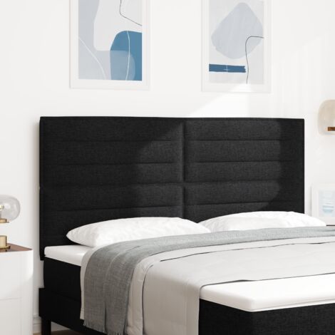 LED Headboard with LED Strip Lights Manual Black 180 cm Fabric vidaXL