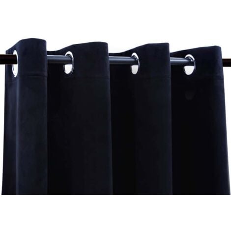 Blackout Curtains with Rings 2 pcs Velvet Black 140x175 cm vidaXL