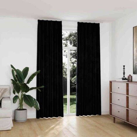 Blackout Curtains 2 pcs with Hooks Velvet Black 140x245 cm vidaXL