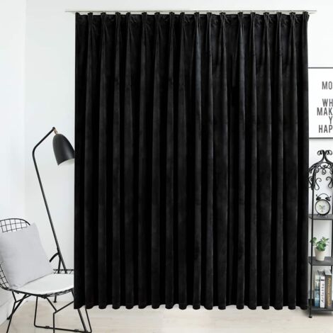 Blackout Curtain with Hooks Velvet Black 290x245 cm vidaXL