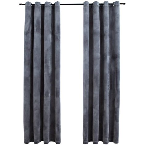 Blackout Curtains with Rings 2 pcs Velvet Anthracite 140x225 cm vidaXL