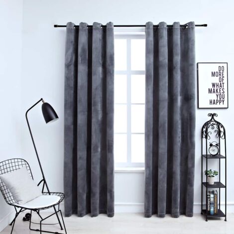 Blackout Curtains with Rings 2 pcs Velvet Anthracite 140x225 cm vidaXL