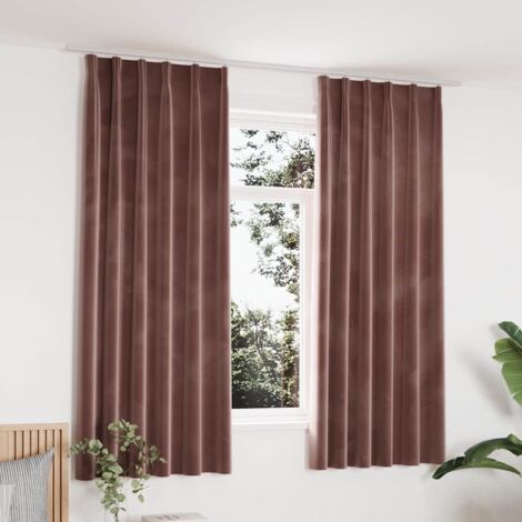 Blackout Curtains 2pcs with Hooks Velvet Antique Pink 140x175cm vidaXL