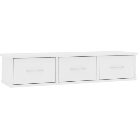 vidaXL Wall-mounted Drawer Shelf 88x26x18.5 cm Engineered Wood White - White