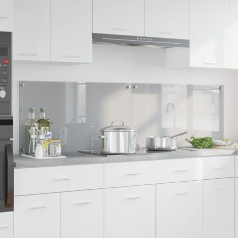 Kitchen Backsplash 2 pcs Light Grey 90 x 50 cm Tempered Glass vidaXL