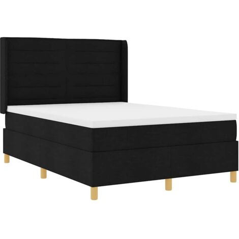 Box Spring Bed with Mattress Black 140 x 190 cm Fabric vidaXL (1/5)
