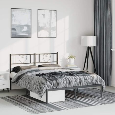 Metal Bed Frame without Mattress with Headboard Black 150x200cm vidaXL (1/5)