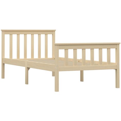 Bed Frame without Mattress Natural Solid Pinewood 100x200 cm vidaXL
