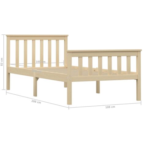 Bed Frame without Mattress Natural Solid Pinewood 100x200 cm vidaXL
