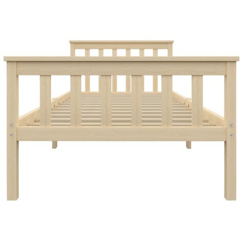 Bed Frame without Mattress Natural Solid Pinewood 100x200 cm vidaXL