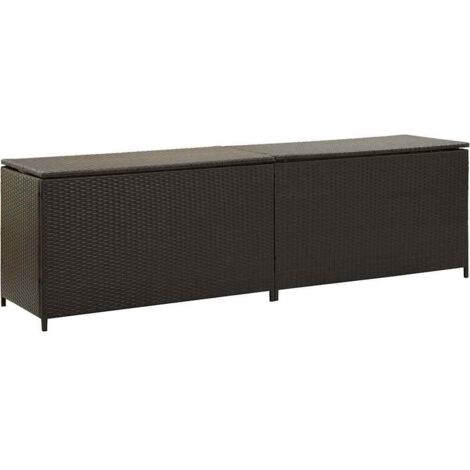 Garden Storage Box Poly Rattan 200x50x60 cm Brown vidaXL