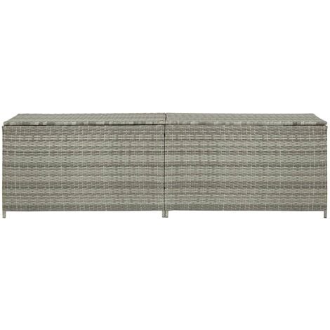 Garden Storage Box Poly Rattan 200x50x60 cm Grey vidaXL