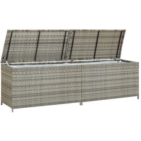 Garden Storage Box Poly Rattan 200x50x60 cm Grey vidaXL