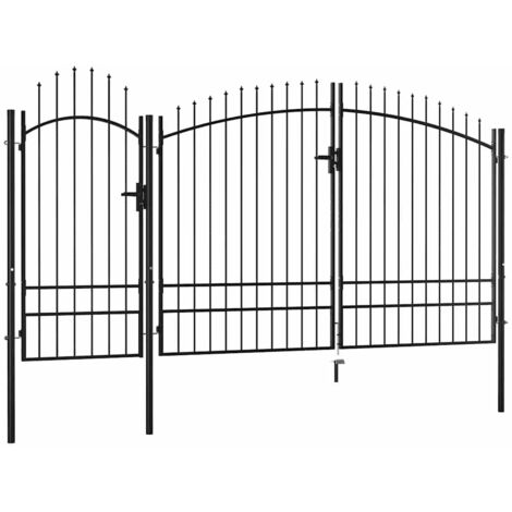 Garden Gate Steel 2.45x4 m Black vidaXL