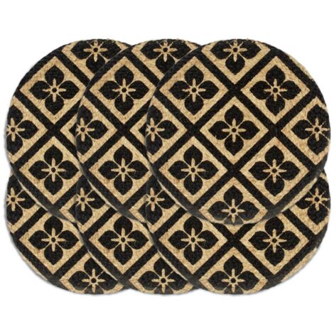 Placemats 6 pcs Black 38 cm Round Jute vidaXL