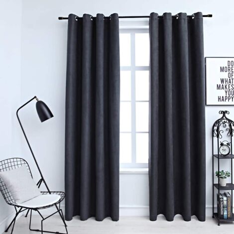 Blackout Curtains with Metal Rings 2 pcs Anthracite 140x225 cm vidaXL