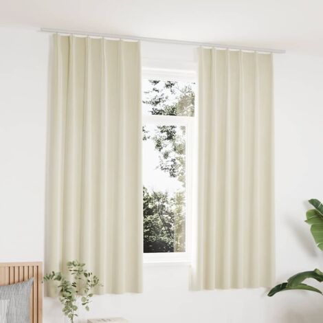 Blackout Curtains 2 pcs with Hooks Velvet Cream 140x175 cm vidaXL