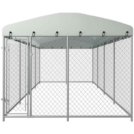 Outdoor Dog Kennel with Roof 7.6x3.8x2.3 m vidaXL