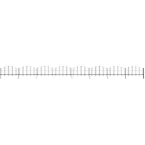 Garden Fence with Spear Top Steel 1426x100 cm Black vidaXL