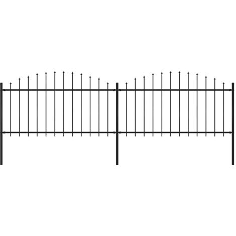 Garden Fence with Spear Top Steel 359x150 cm Black vidaXL