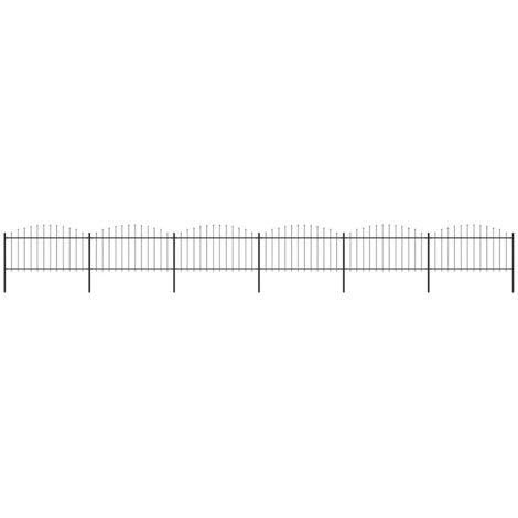 Garden Fence with Spear Top Steel 1070x150 cm Black vidaXL