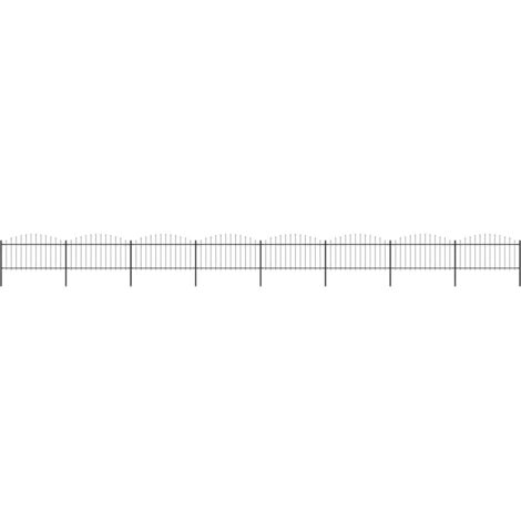 Garden Fence with Spear Top Steel 1426x150 cm Black vidaXL