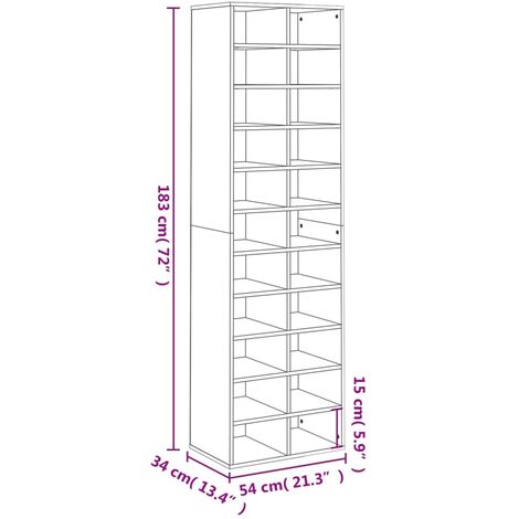 Shoe Cabinet Concrete Grey 54x34x183 cm Engineered Wood vidaXL