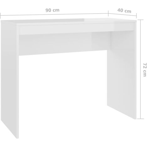 Desk High Gloss White 90x40x72 cm Engineered Wood vidaXL