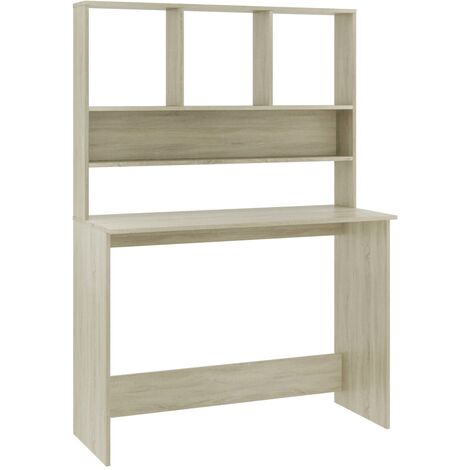 Desk with Shelf Sonoma Oak 110x45x157 cm Engineered Wood vidaXL