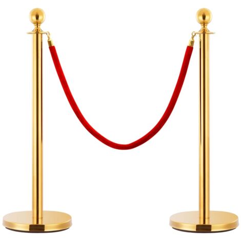 3 Piece VIP Queue Barrier Set Stainless Steel Gold vidaXL