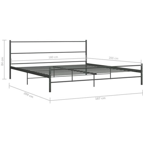 284684  Bed Frame without Mattress Grey Metal 180x200 cm Super King vidaXL