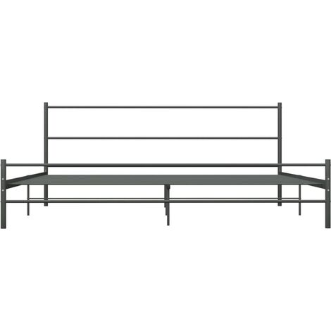 284684  Bed Frame without Mattress Grey Metal 180x200 cm Super King vidaXL