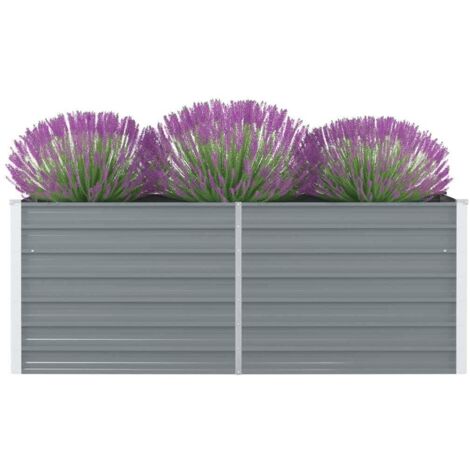 Raised Garden Bed 160x80x45 cm Galvanised Steel Grey vidaXL