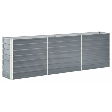 Garden Raised Bed Galvanised Steel 240x40x77 cm Grey vidaXL