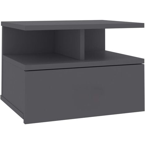 Vidaxl Floating Nightstand 40x31x27 Cm Chipboard Grey Vidaxl Floating Nightstand 40x31x27 Cm, Floating Wood Side Table