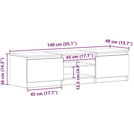 TV Cabinet Sonoma Oak 140x40x35.5 cm Engineered Wood vidaXL