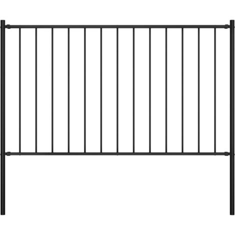 Vidaxl – Fence panel 1.7x1 m black – Powder-coated steel – Weather resistant – Includes 2 posts and mounting materials (1/4)