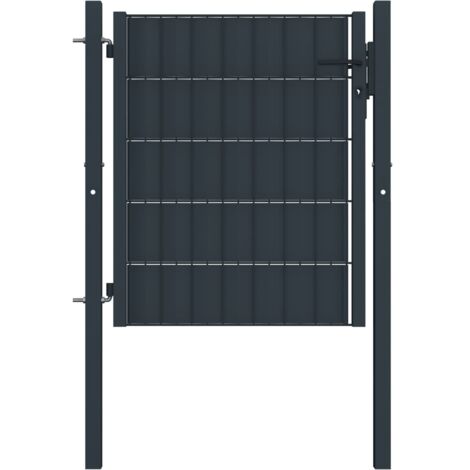 Fence Gate PVC and Steel 100x81 cm Anthracite vidaXL