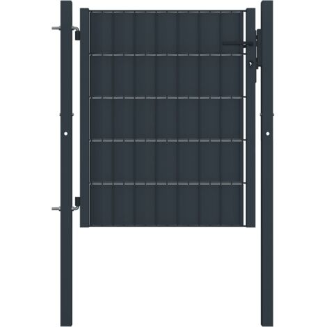 Fence Gate PVC and Steel 100x101 cm Anthracite vidaXL