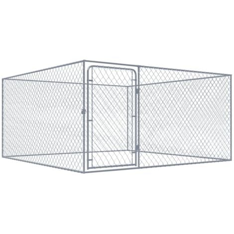 Outdoor Dog Kennel Galvanised Steel 2x2x1 m vidaXL