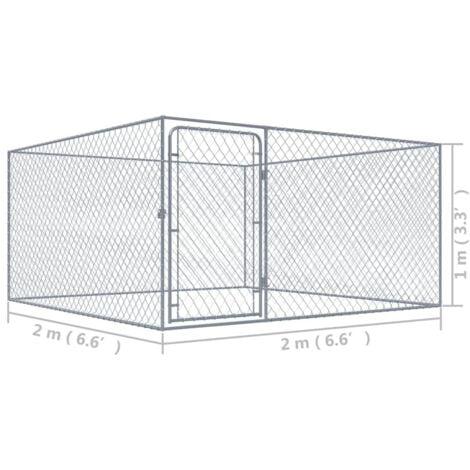 Outdoor Dog Kennel Galvanised Steel 2x2x1 m vidaXL