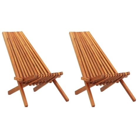 Vidaxl Folding Outdoor Lounge Chairs 2 Pcs Solid Acacia Wood Brown Vidaxl Folding Outdoor Lounge Chairs 2, Lounge Chair Outdoor Fold Up