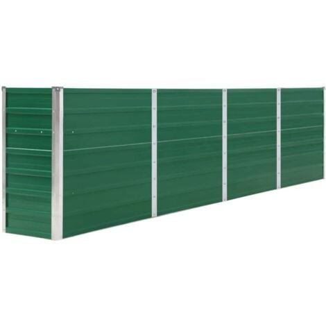 Raised Garden Bed 320x40x77 cm Galvanised Steel Green vidaXL
