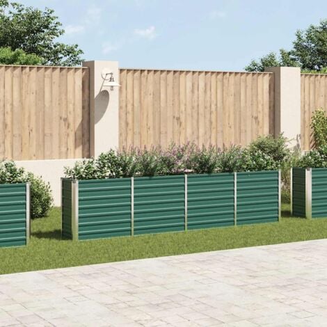 Raised Garden Bed 320x40x77 cm Galvanised Steel Green vidaXL