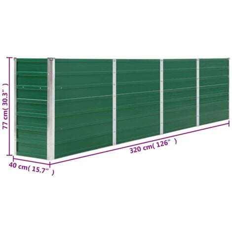 Raised Garden Bed 320x40x77 cm Galvanised Steel Green vidaXL