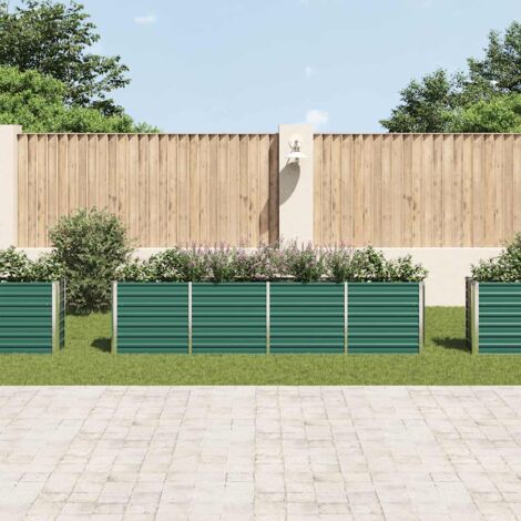 Raised Garden Bed 320x40x77 cm Galvanised Steel Green vidaXL