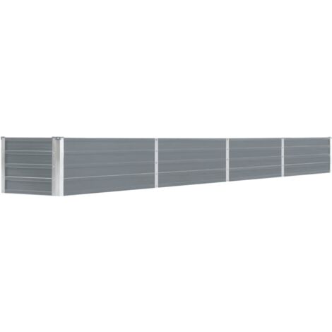 Garden Raised Bed Galvanised Steel 320x40x45 cm Grey vidaXL (1/6)