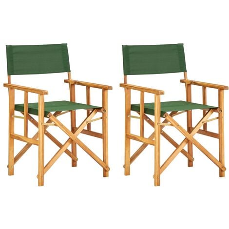 vidaXL Director's Chairs 2 pcs Solid Acacia Wood Green - Green