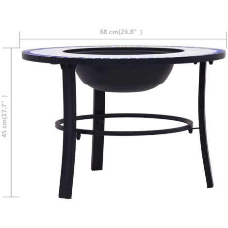 Mosaic Fire Pit Blue and White 68cm Ceramic vidaXL