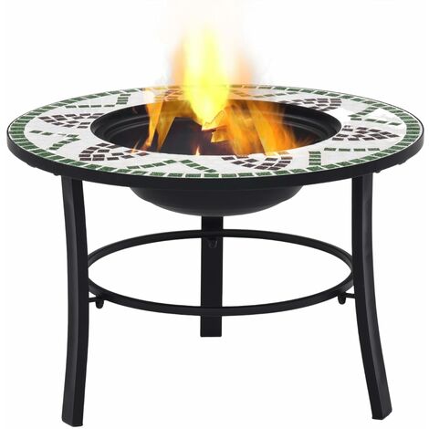 Mosaic Fire Pit Green 68cm Ceramic vidaXL